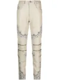 Philipp Plein bandana-panelling skinny leather trousers - Neutrals
