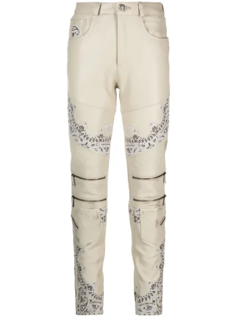 Philipp Plein bandana-panelling skinny leather trousers