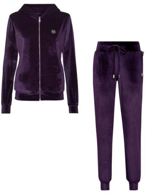 Philipp Plein logo-patch velvet tracksuit set Women