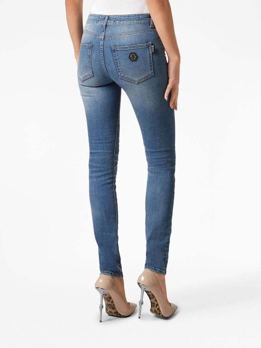 Shop Philipp Plein Stone-washed Jeggings In Blue