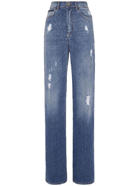 Philipp Plein logo patch straight-leg jeans Women