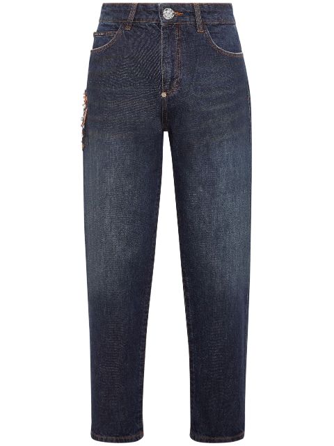 Philipp Plein applique-detail tapered boyfriend jeans Women