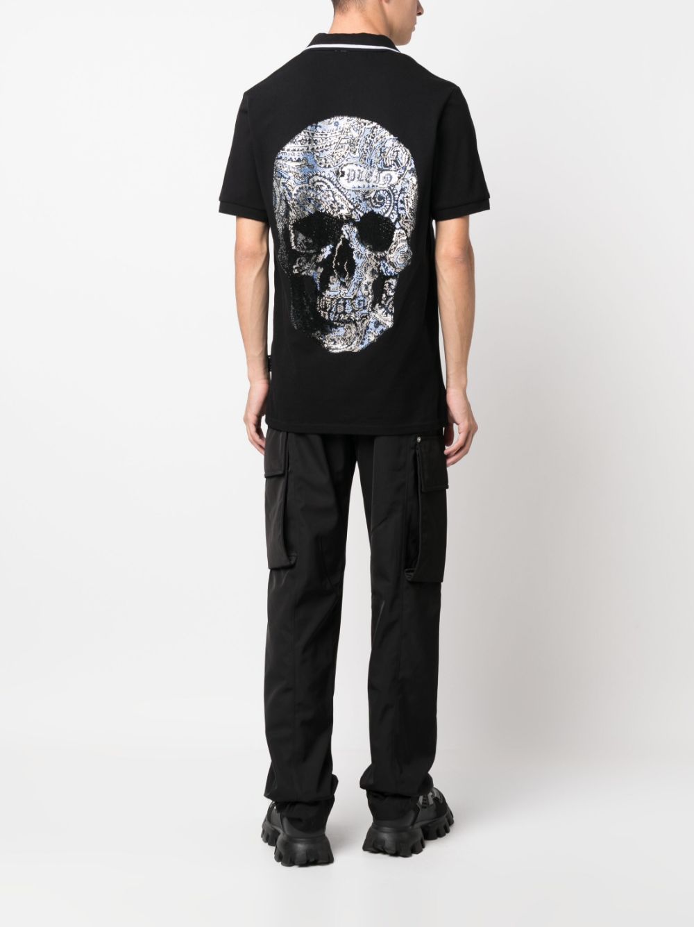 Philipp Plein Poloshirt met paisley - Zwart