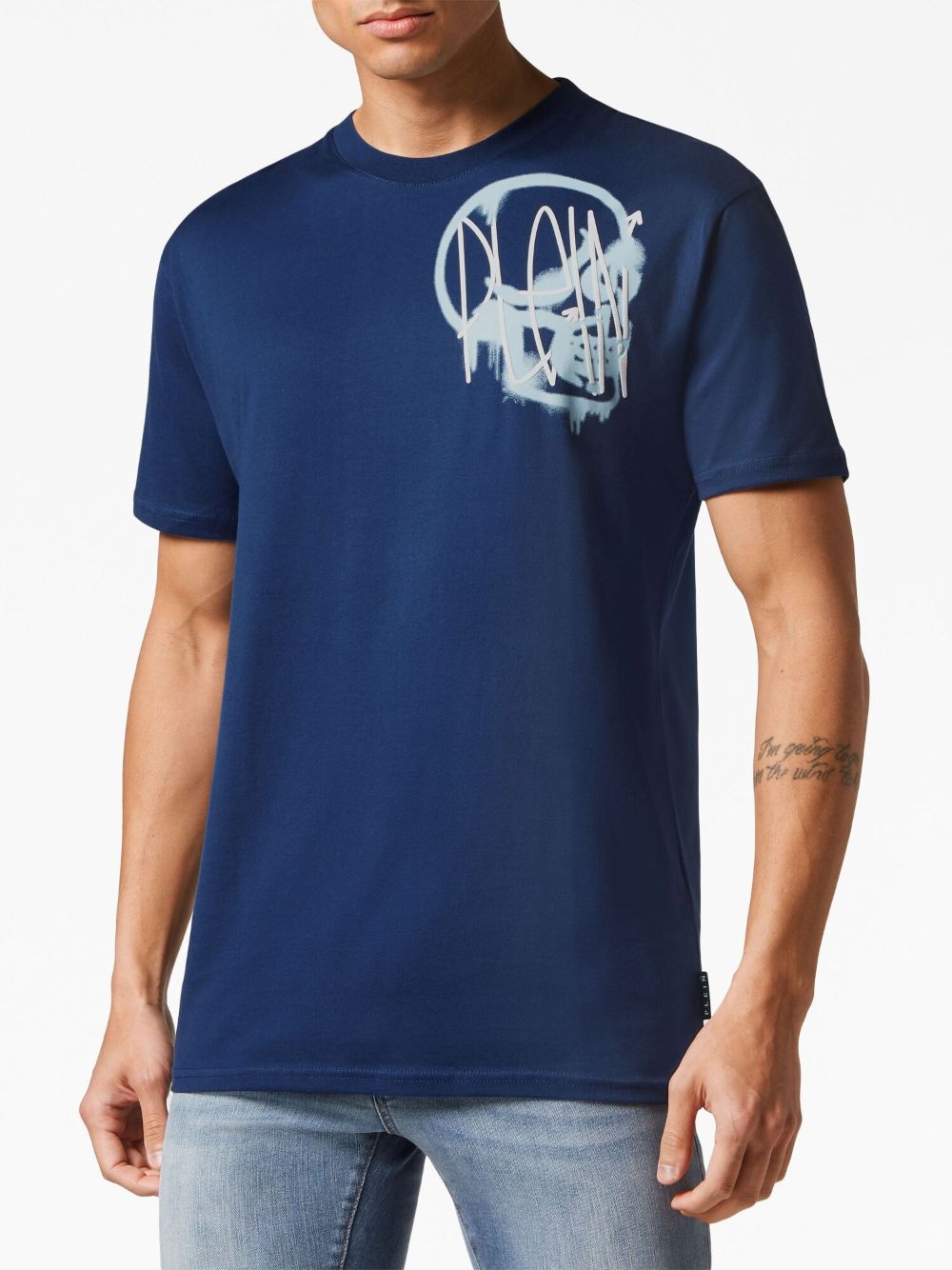 Shop Philipp Plein Slogan-print Cotton T-shirt In Blue