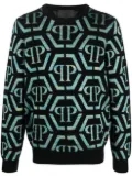 Philipp Plein intarsia-knit logo wool-cashmere jumper - Black