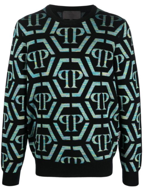 Philipp Plein intarsia-knit logo wool-cashmere jumper Men