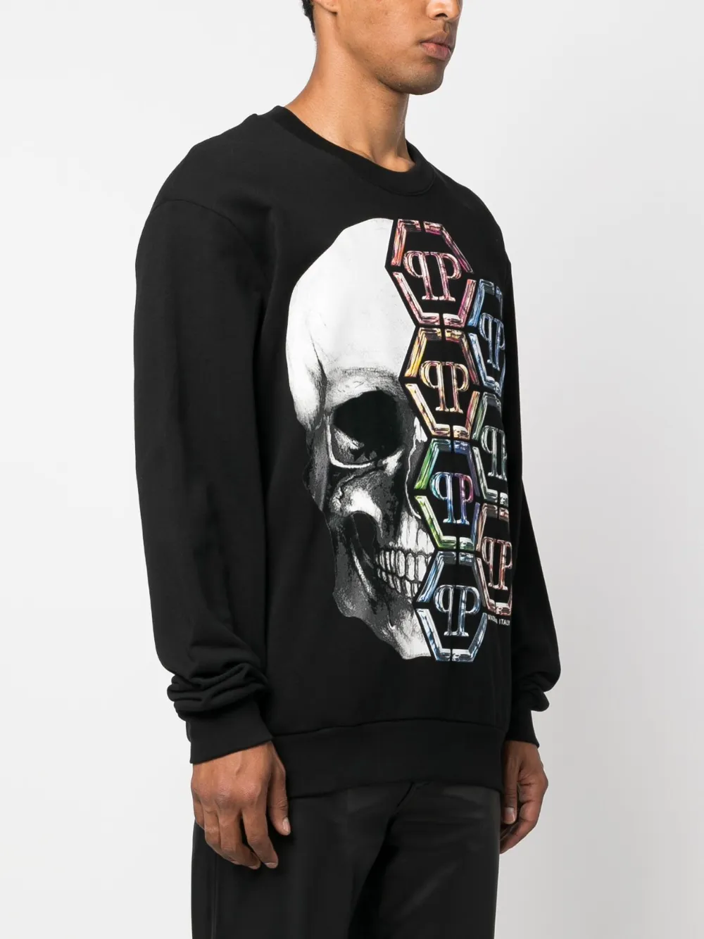 Shop Philipp Plein Skull-print Cotton Sweatshirt In Black