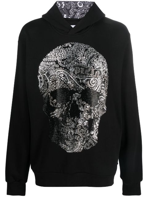 Philipp Plein rhinestone-embellished skull hoodie Men