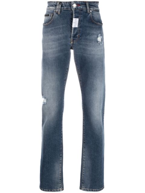 Philipp Plein logo-patch slim-cut jeans Men