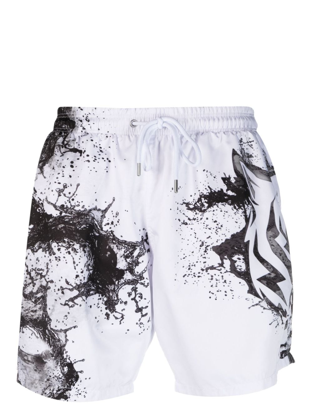 Plein Sport Graphic-print Drawstring Swim Shorts In White