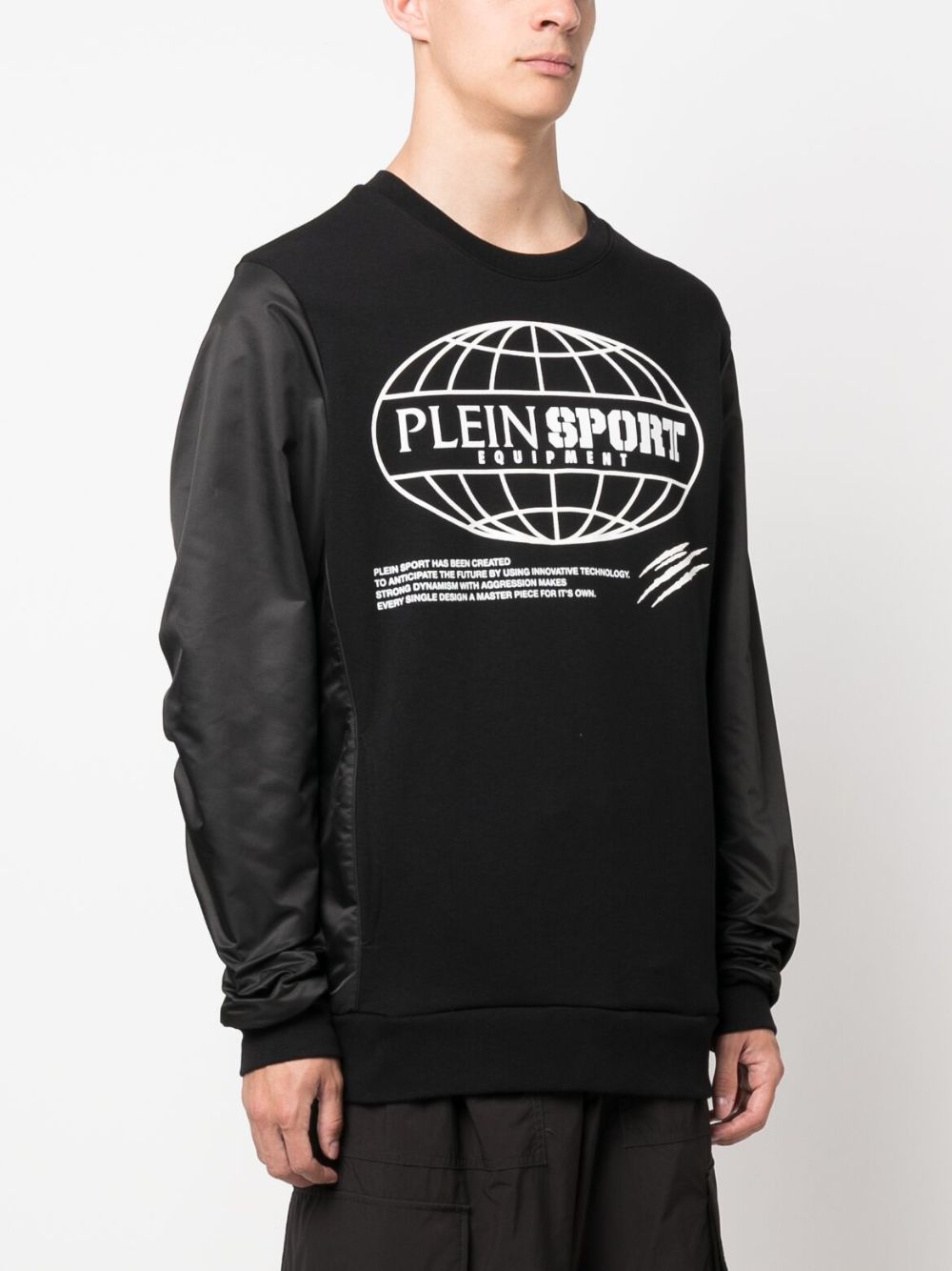 Shop Plein Sport Global Express Edition Cotton Sweatshirt In Black
