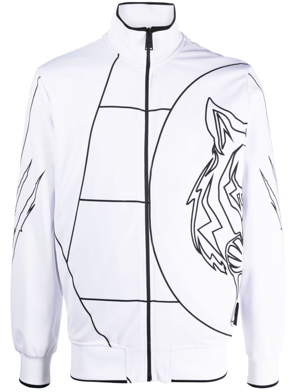 Plein Sport Tiger Court Zip-up Sweatshirt In White