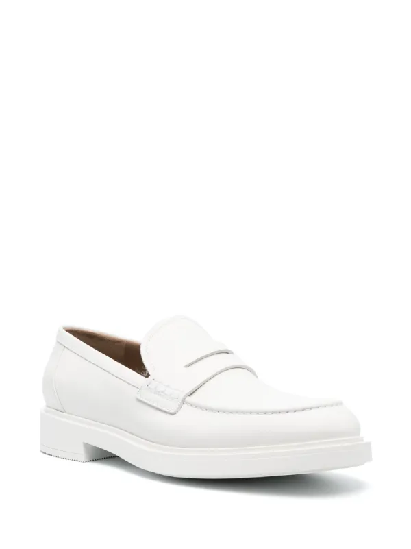 Gianvito Rossi Leather Penny Loafers | White | FARFETCH