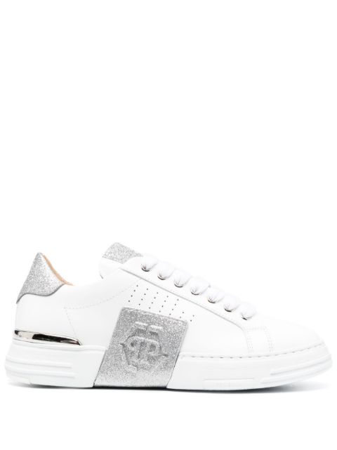 Philipp Plein Glitter Lo-Top leather sneakers Women