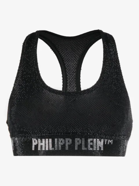 Philipp Plein 水晶缀饰logo底边文胸 