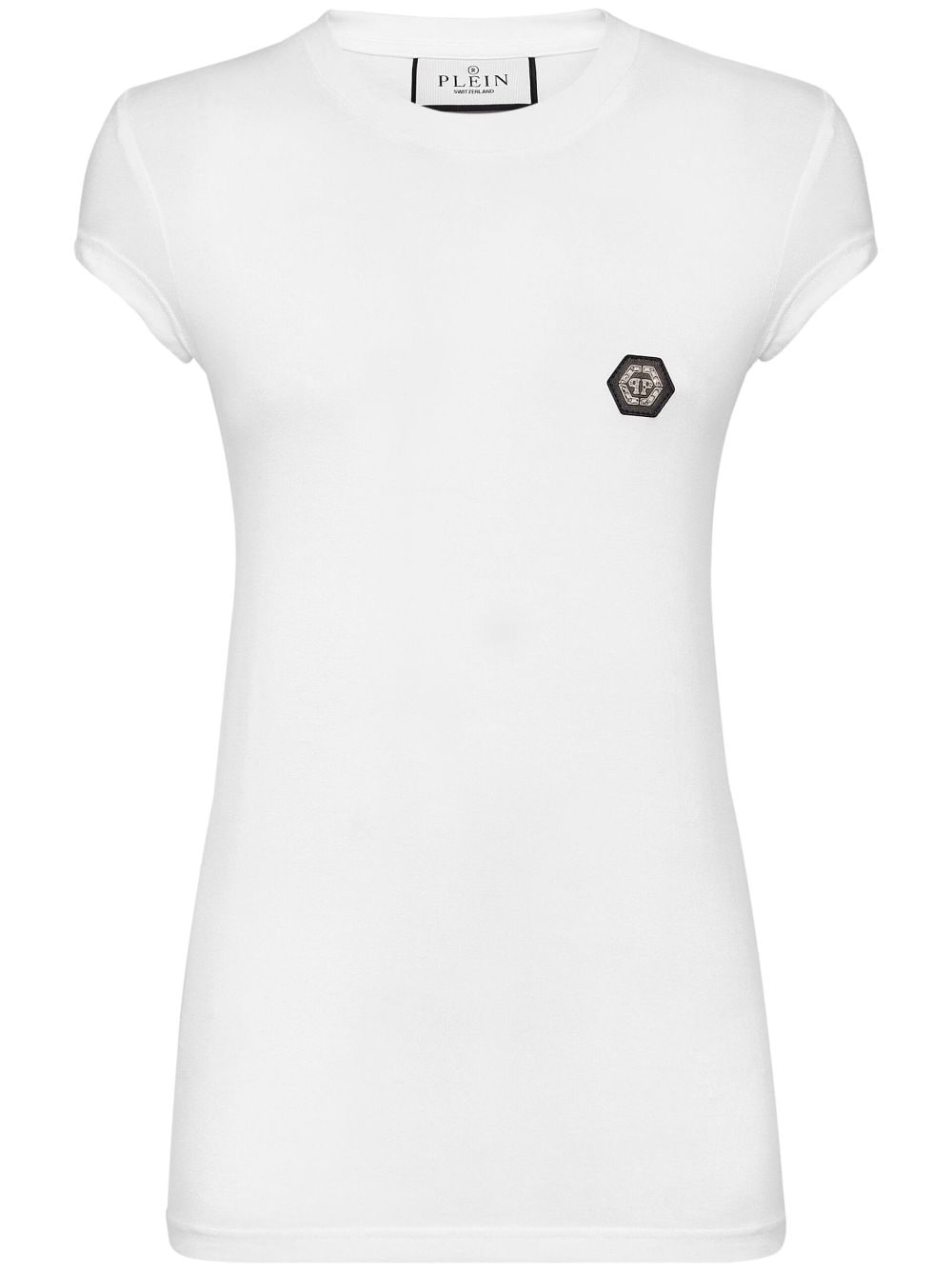 Shop Philipp Plein Logo-patch Cotton T-shirt In White