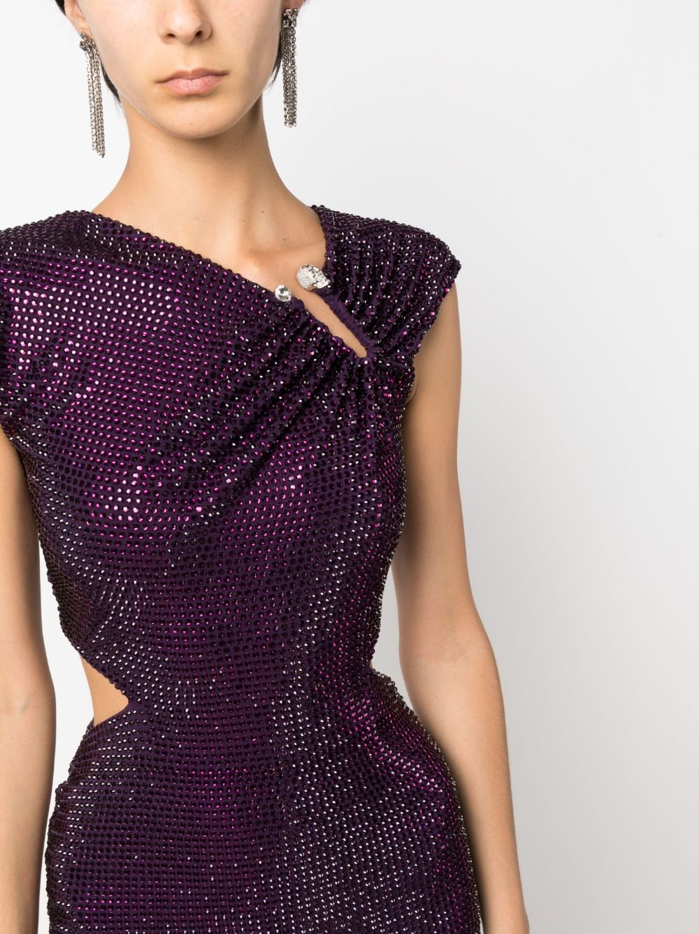 Shop Philipp Plein Crystal-embellished Minidress In Purple