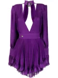 Philipp Plein plunging V-neck pleated dress - Purple