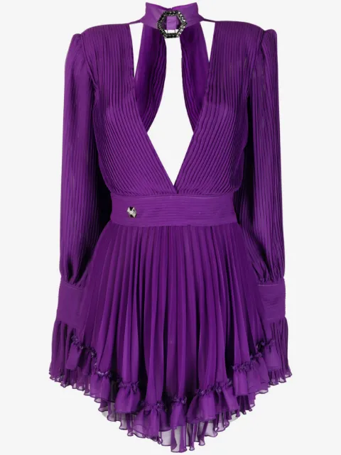 Philipp Plein vestido plisado con escote en V