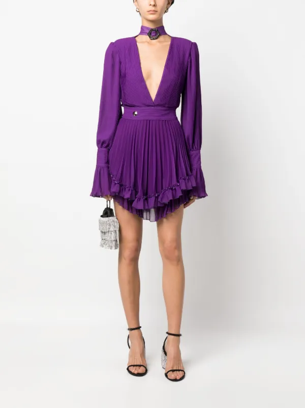 open lace back dress Pluning V-Neck Pleated Cutout Ruffle Homecoming Dress  FancyVestido