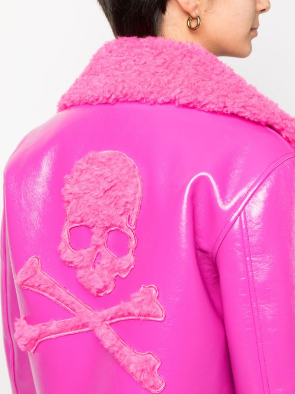 Fuchsia pink hot sale leather jacket