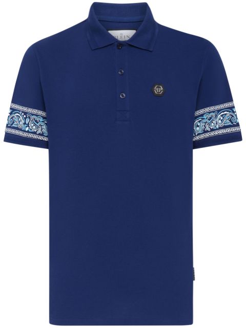 Philipp Plein logo-patch cotton polo shirt Men