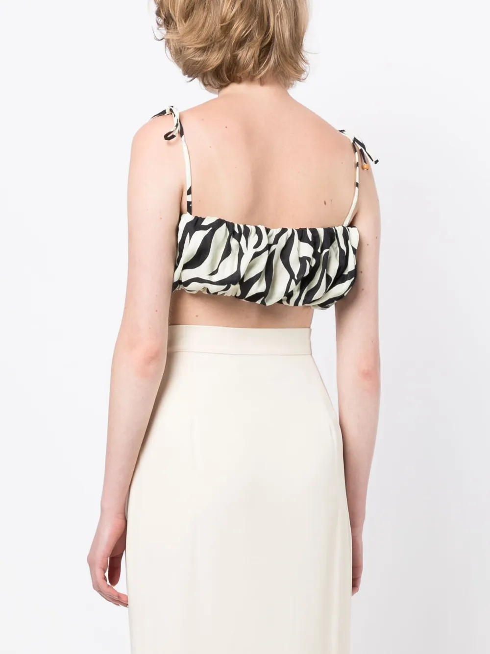 Cala De La Cruz Abstract-print Crop Top In White