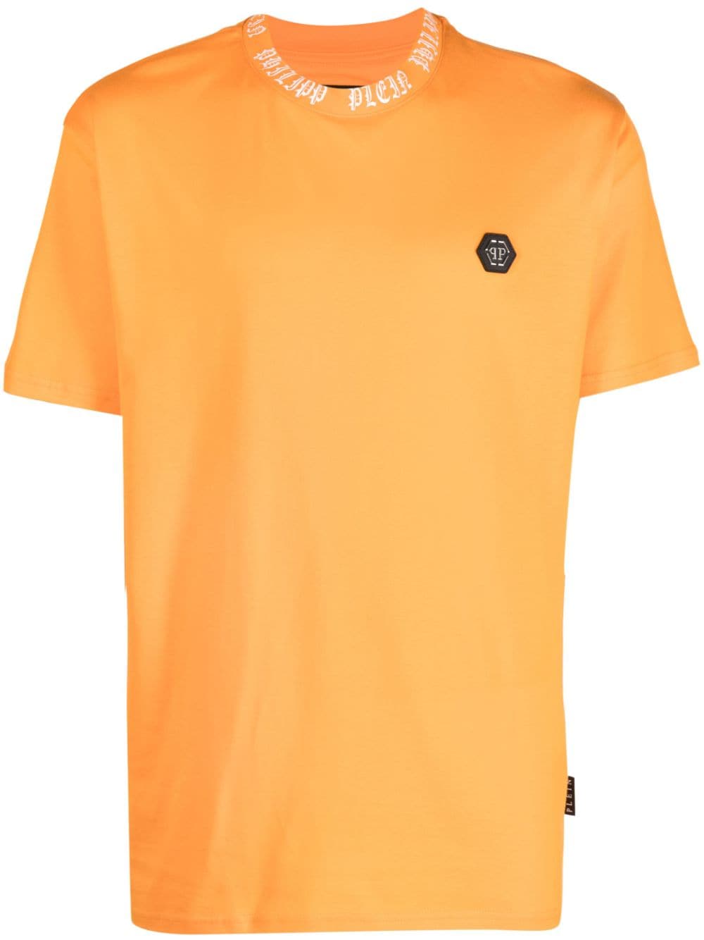 Philipp Plein Ss Gothic Plein Logo-patch T-shirt In Orange