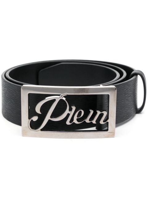 Philipp Plein logo-buckle Saffiano leather belt Men