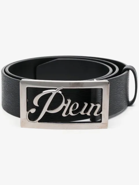 Philipp Plein logo-buckle Saffiano leather belt