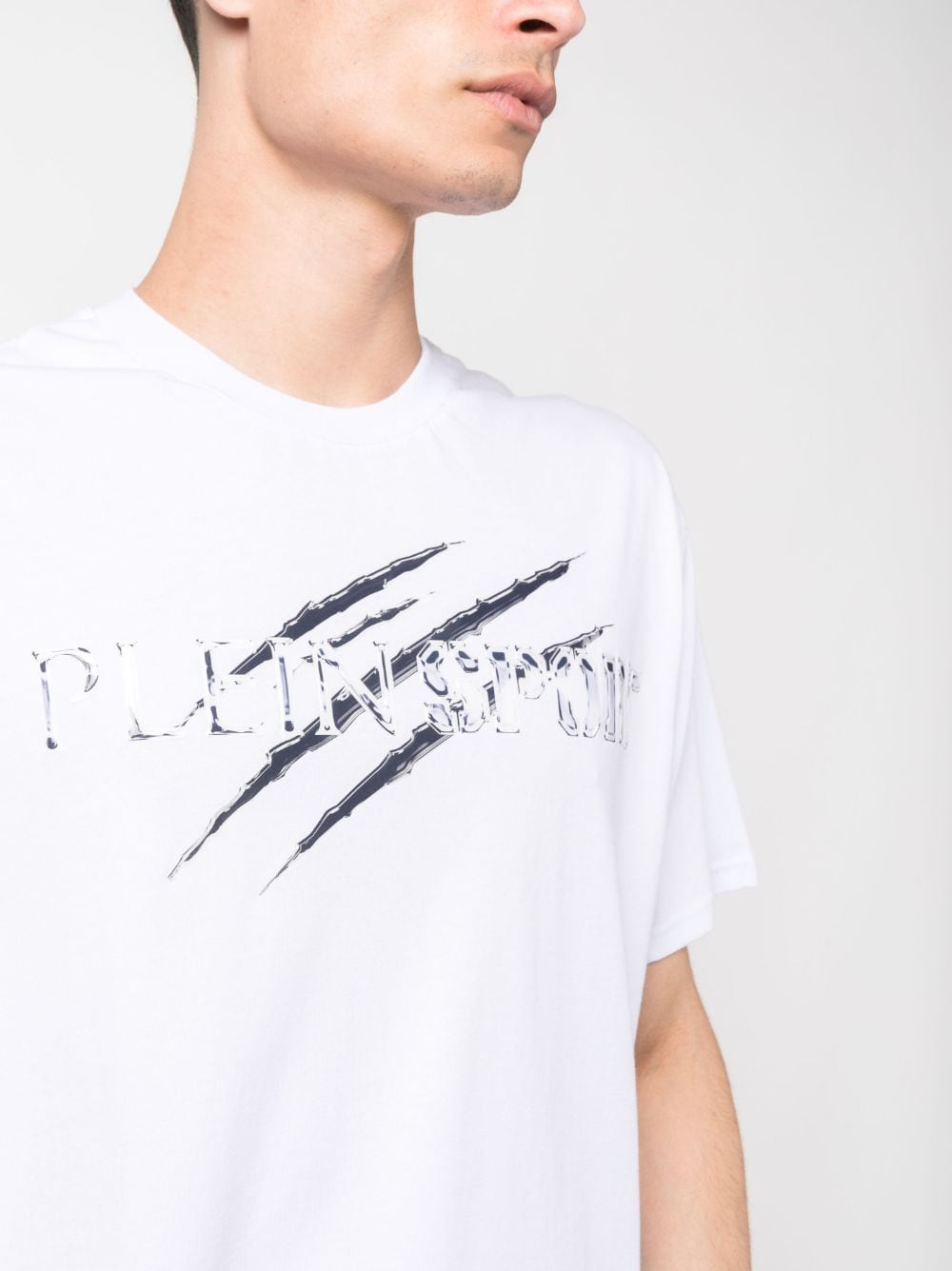 Shop Plein Sport Graphic-print Cotton T-shirt In White