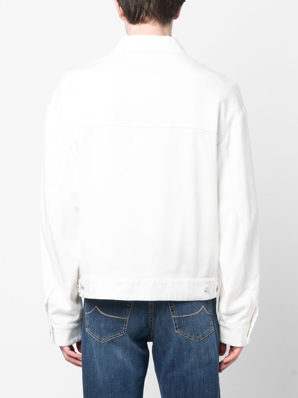 Shop Giorgio Armani Button-fastening Denim Jacket In Weiss