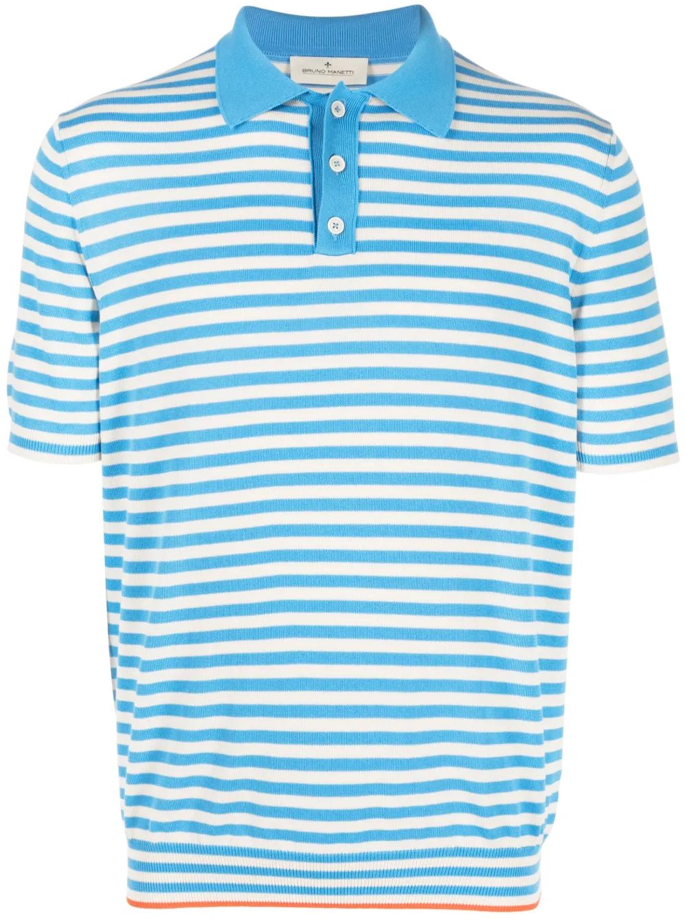 Bruno Manetti striped cotton polo shirt - Blue