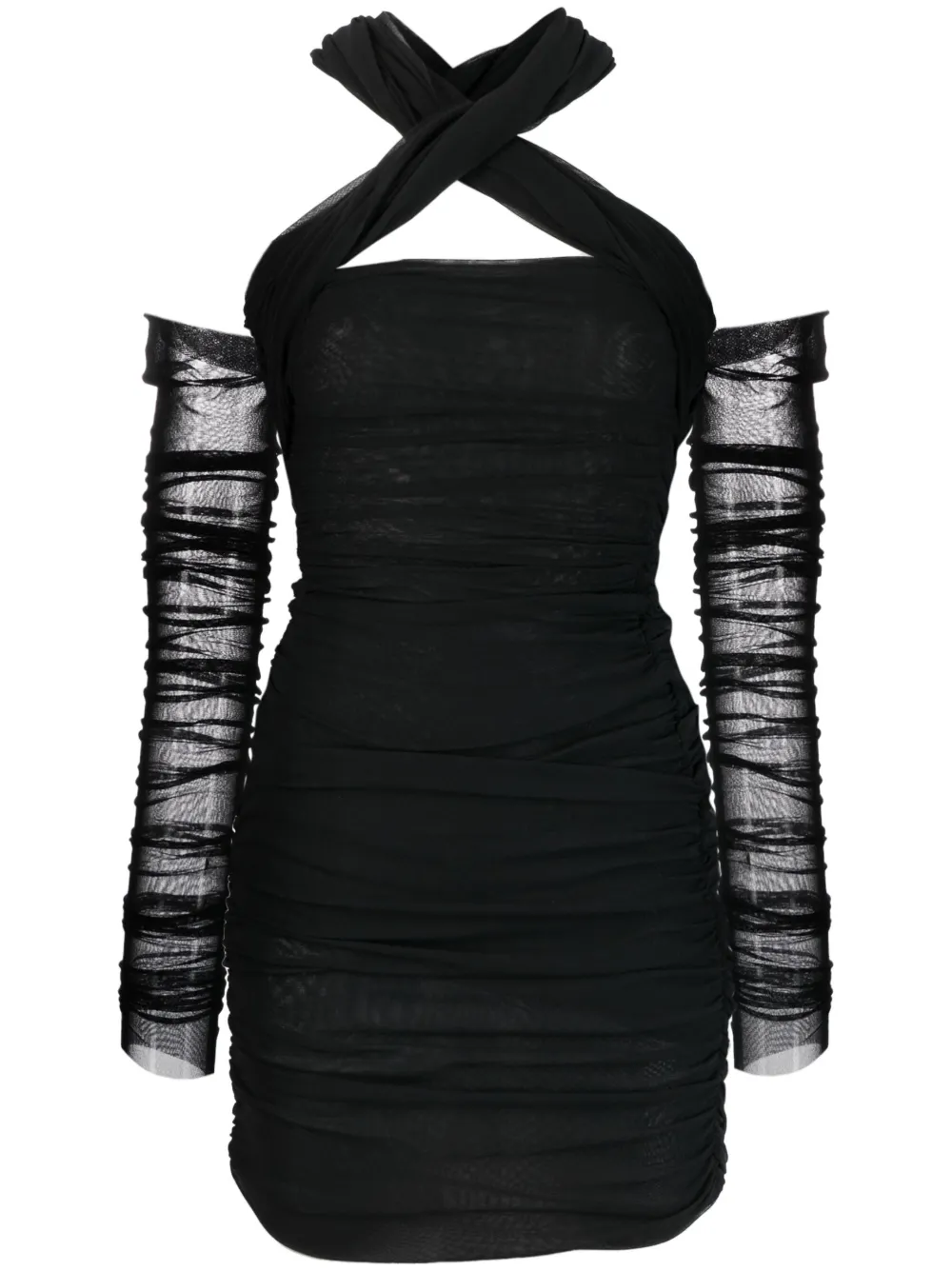 Philosophy Di Lorenzo Serafini Ruched One-shoulder Minidress In Black