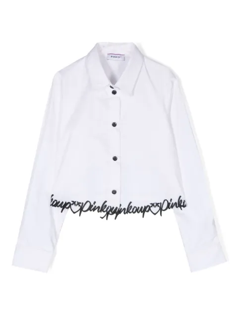 Pinko Kids - logo-embroidery cotton shirt