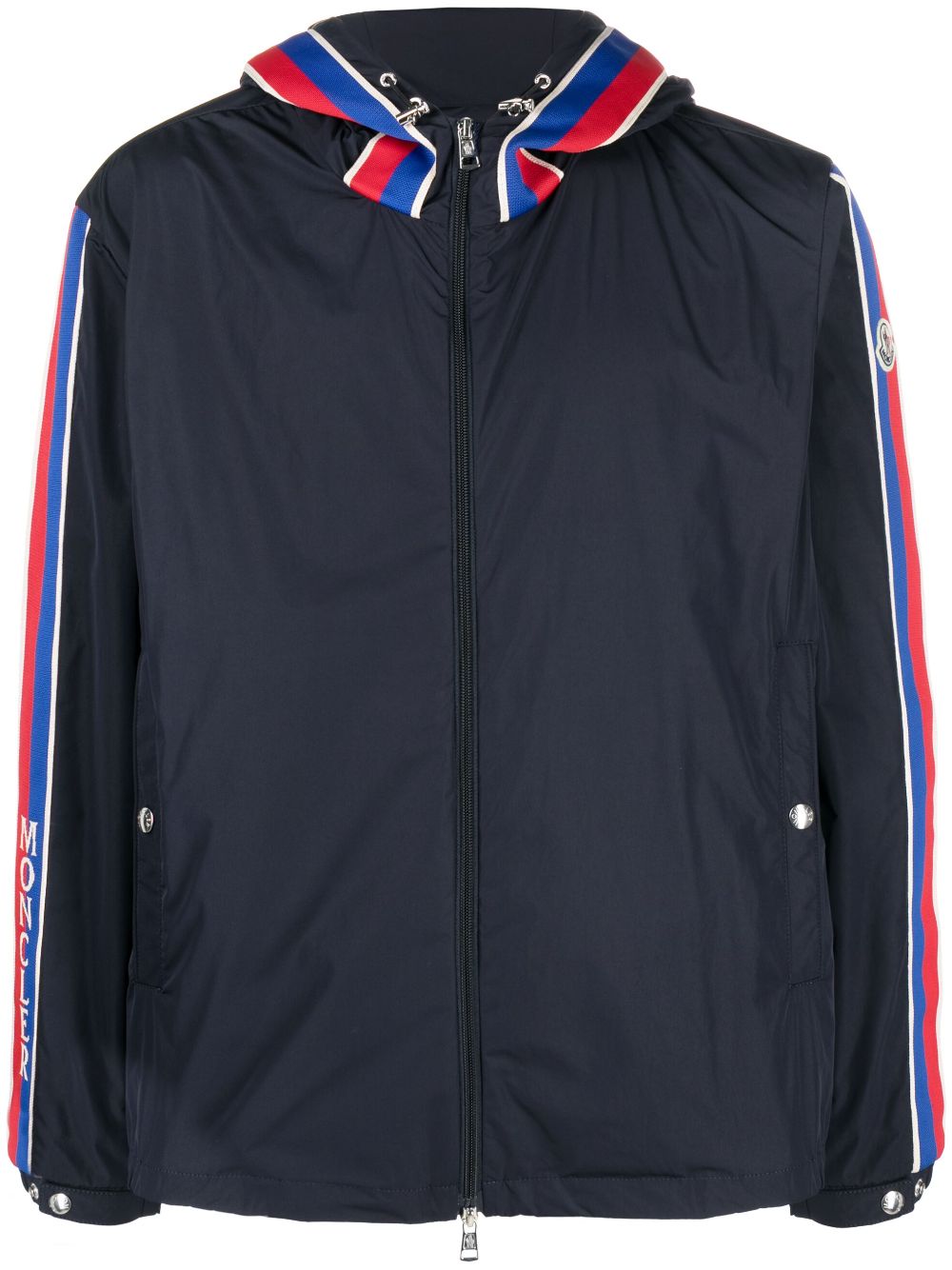 Moncler stripe-detail hooded jacket - Blue