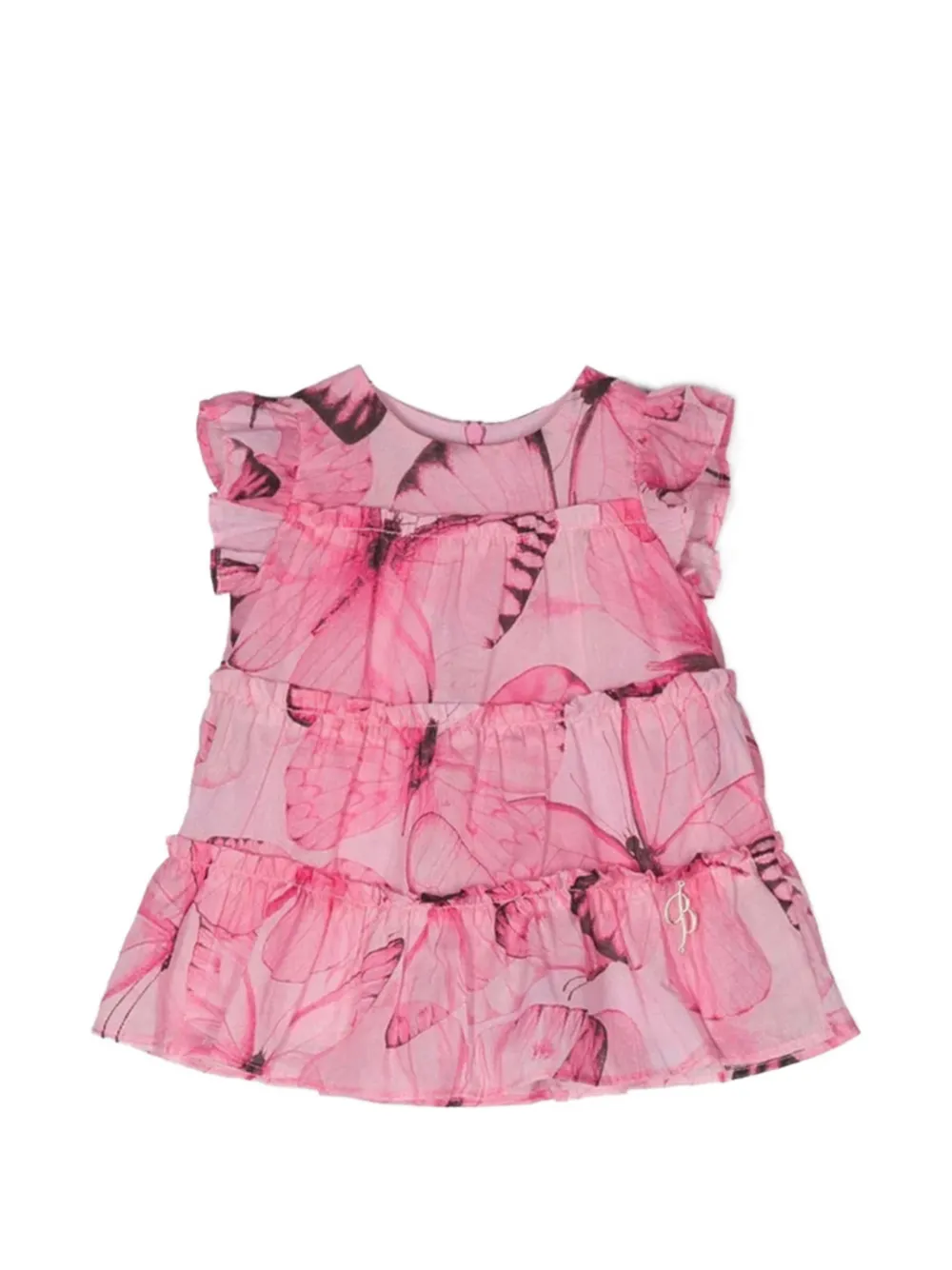 Miss Blumarine ruffled butterfly-print dress - Rosa