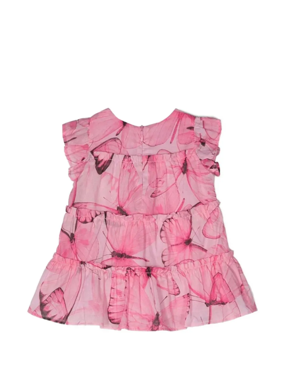 Ruffled Butterfly-Print Dress