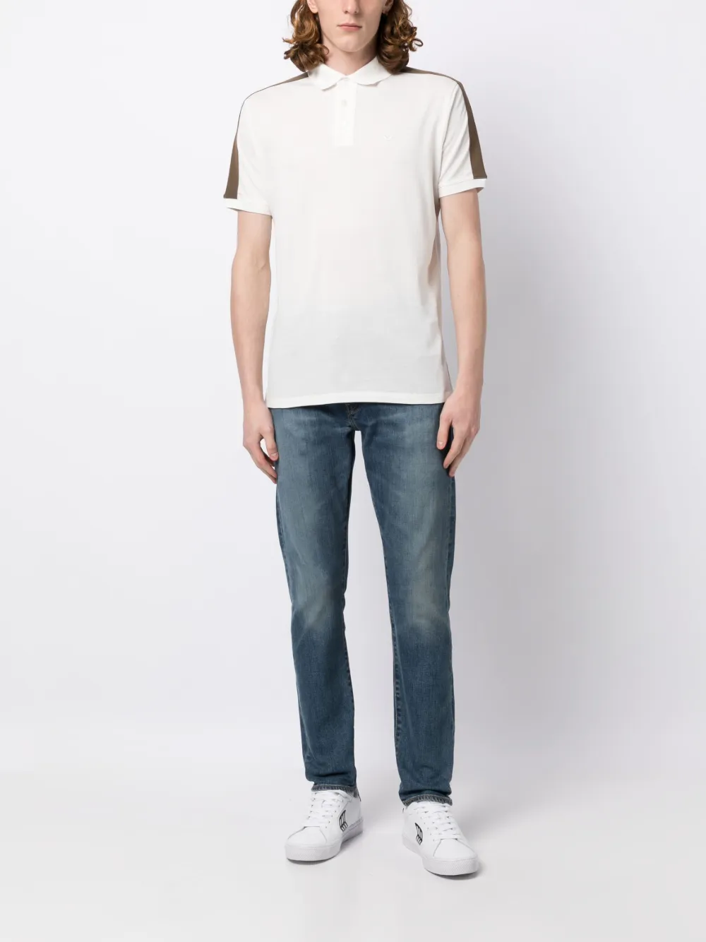 Emporio Armani Poloshirt met gestreepte afwerking - Wit