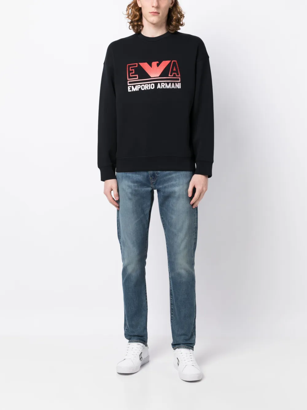 Emporio Armani Sweater met logoprint - Zwart