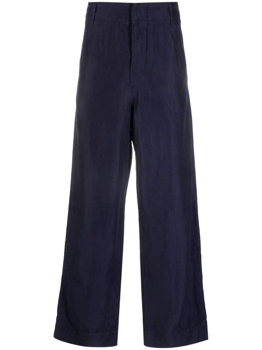 wide-leg linen-blend trousers