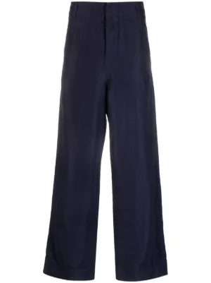 Giorgio Armani Pleated wide-leg Trousers | Blue | FARFETCH CA