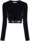 Philipp Plein long-underband velvet crop top - Purple