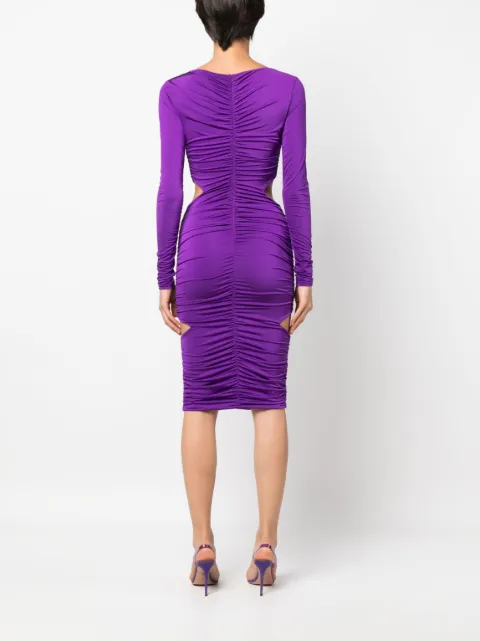 Philipp Plein logo-plaque ruched midi dress FACCWRG2696PTE003N - 3