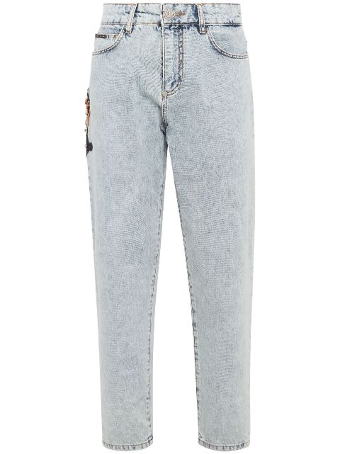 Philipp Plein paisley-embroidered wide-leg jeans Women