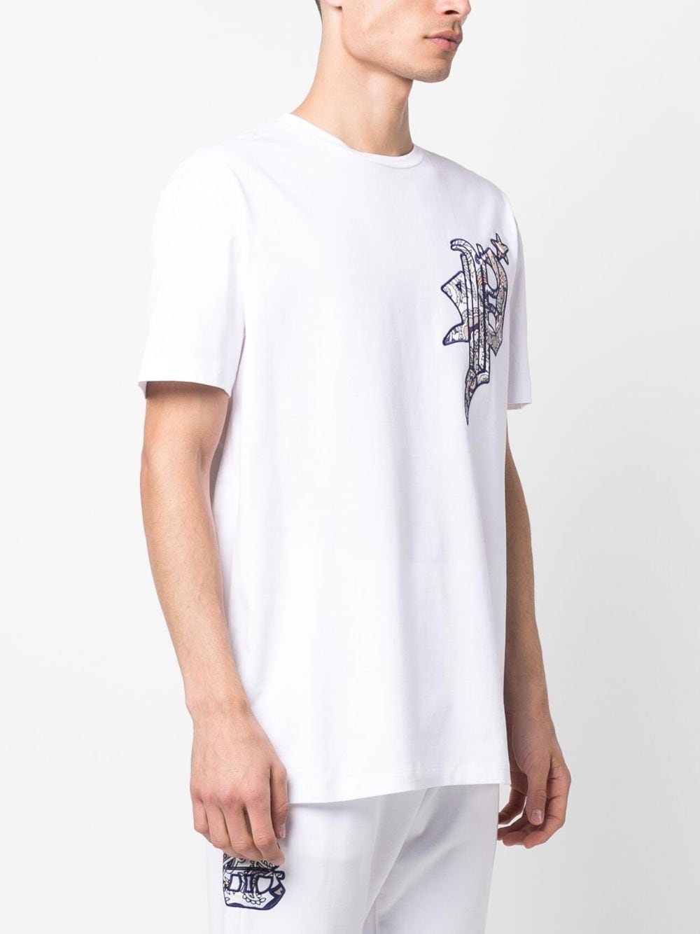 Shop Philipp Plein Paisley-print Logo-patch T-shirt In White