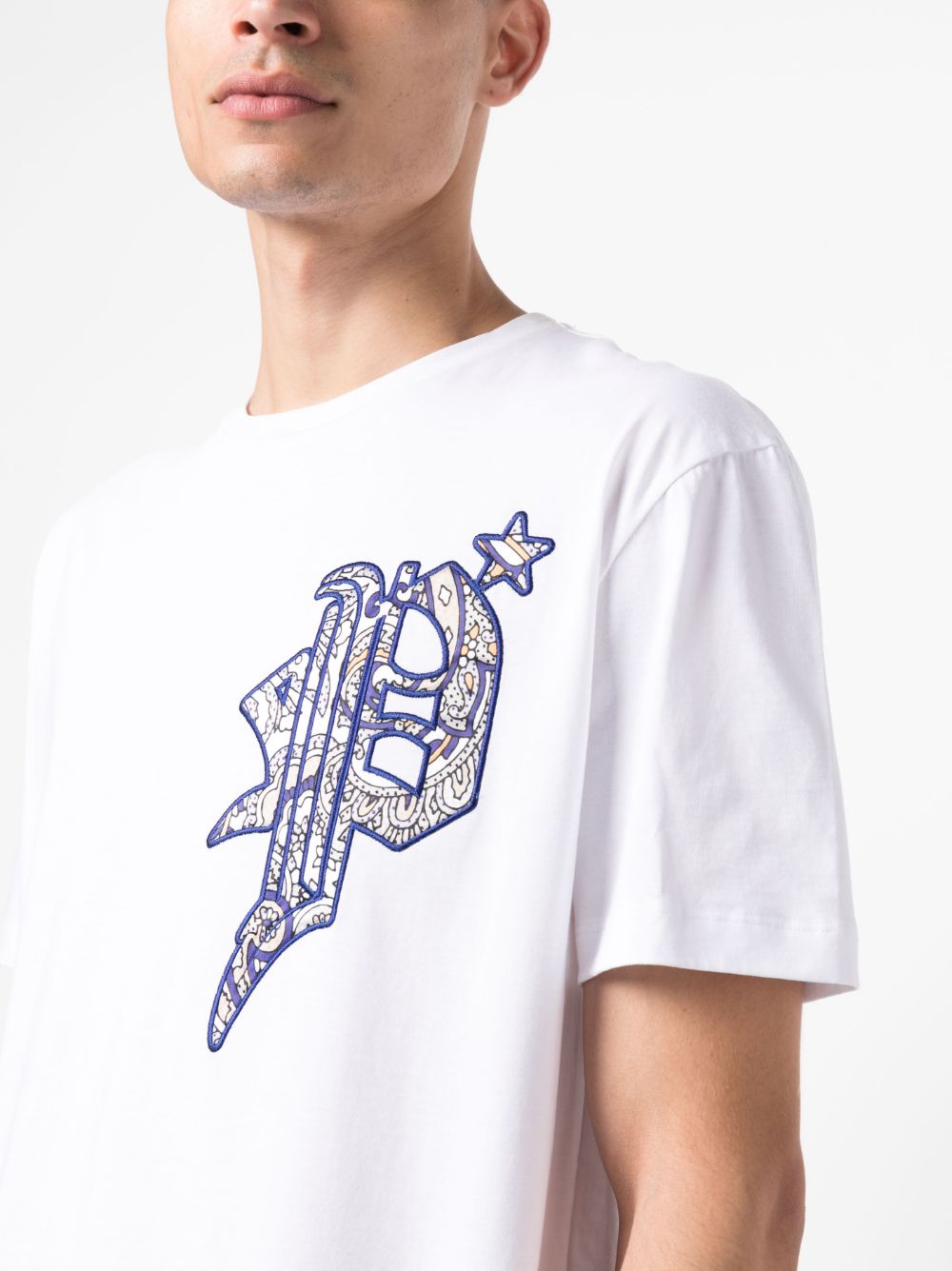 Shop Philipp Plein Paisley-print Logo-patch T-shirt In White