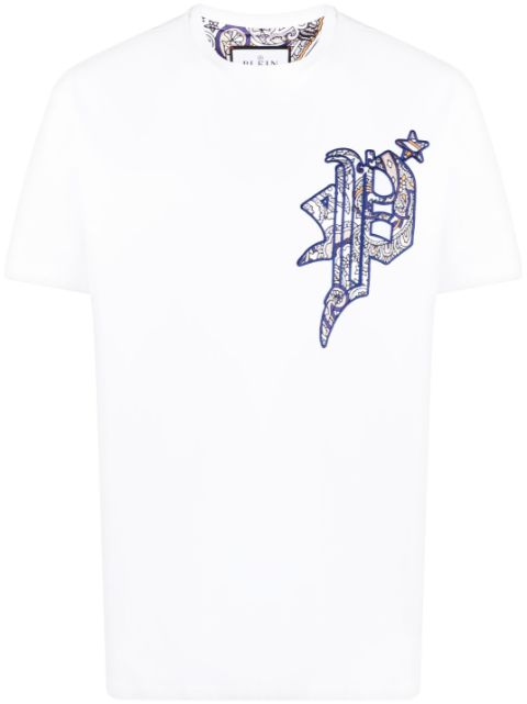 Philipp Plein paisley-print logo-patch T-shirt Men