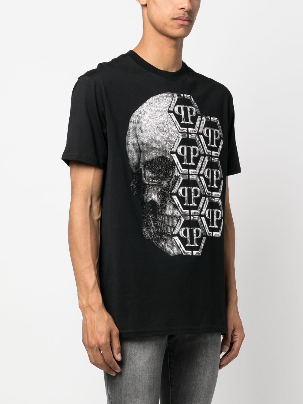 Shop Philipp Plein Ss Skull-print T-shirt In Black
