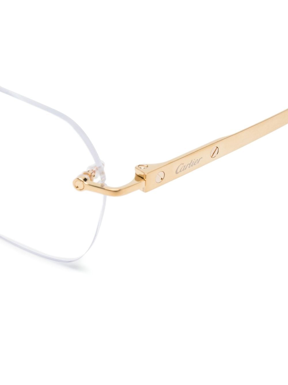 Shop Cartier Logo-engraved Frameless Glasses In Gold